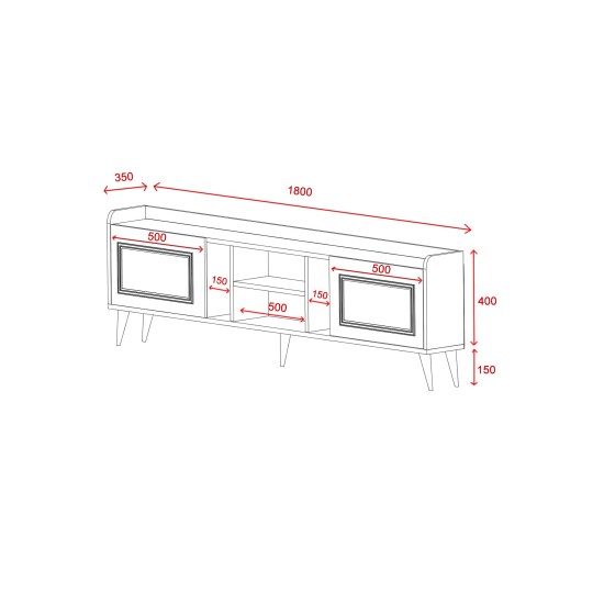 TV Stand Rudy v2 - White, Gold White
Gold
