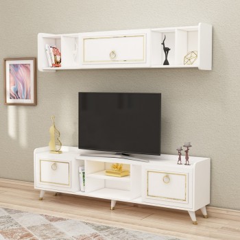TV Unit Alya - White, Gold White
Gold