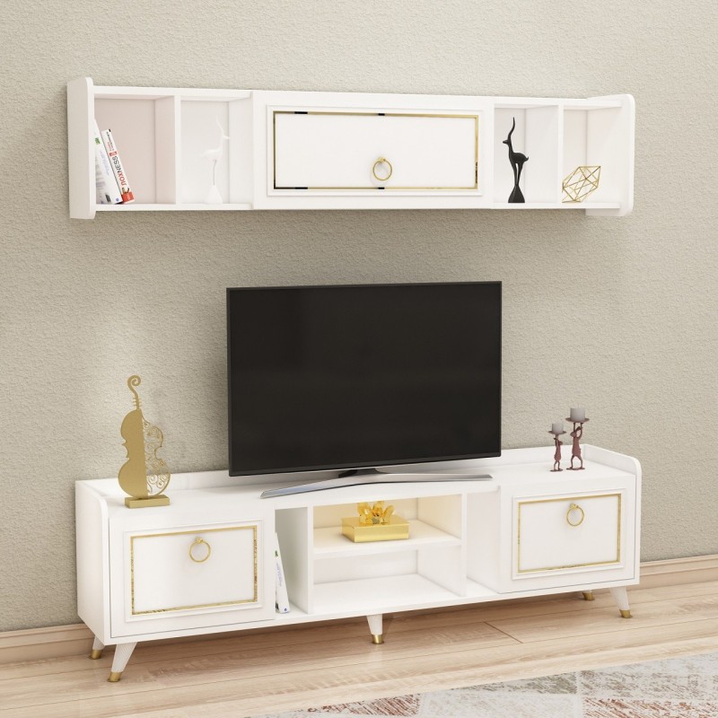 TV Unit Alya - White, Gold White
Gold