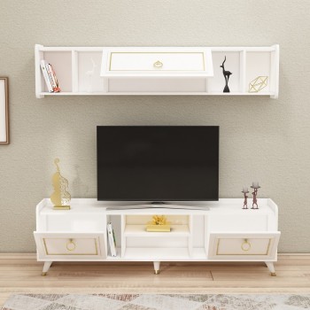 TV Unit Alya - White, Gold White
Gold