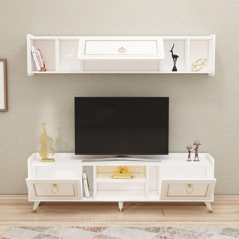 TV Unit Alya - White, Gold White
Gold