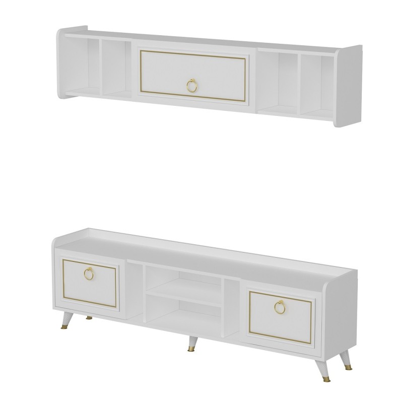 TV Unit Alya - White, Gold White
Gold