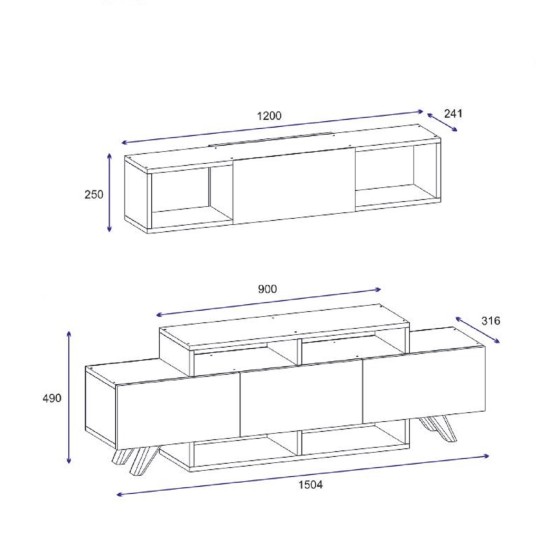 TV Unit Alwin Unit - Walnut Walnut TV Unit Alwin Unit - Walnut Walnut