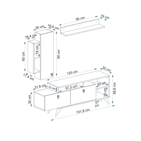 TV Unit Clara - White White TV Unit Clara - White White