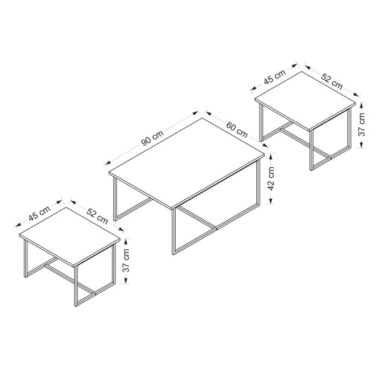 Nesting Table (3 Pieces) Levada - Walnut Walnut