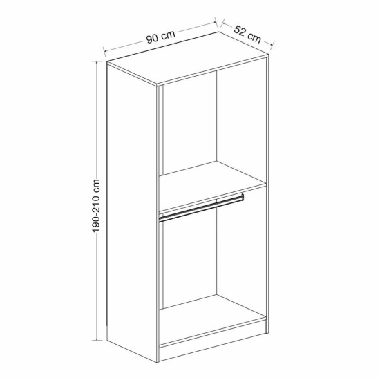 Wardrobe Kale Anthracite Gold - 190 Anthracite
Oak