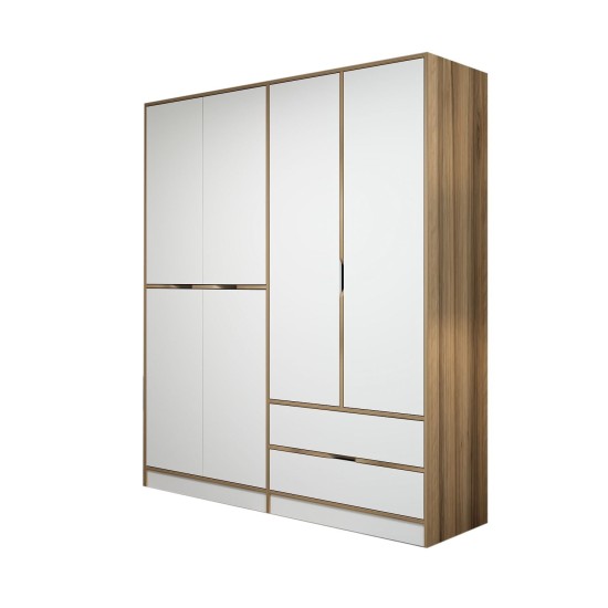 Ντουλάπα Ρούχων Elina - 7926- Χρώμα Dore Λευκό - 180x52x210εκ