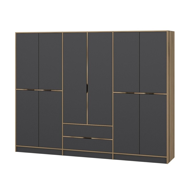 Ντουλάπα Elina - 7200 - Χρώμα Dore Ανθρακί - 270x52x210εκ