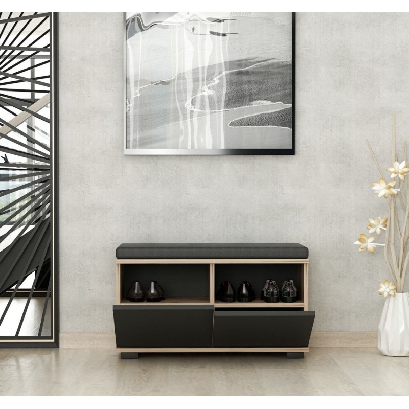 Παπουτσοθήκη Drago - Χρώμα Καρυδί Μαύρο - 80x35x42εκ