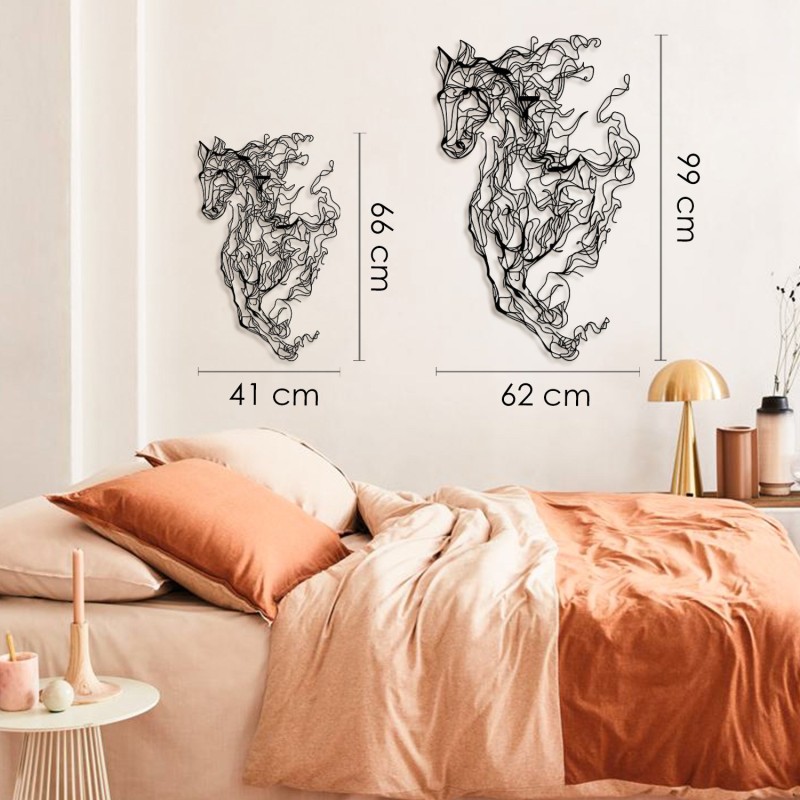 Wallxpert Decorative Metal Wall Accessory Metal Horse Line Art - APT724 Black