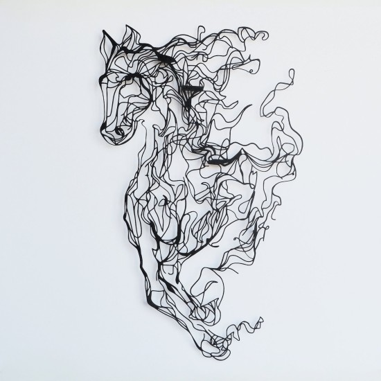 Decorative Metal Wall Accessory Metal Horse Line Art - APT724 Black Wallxpert Decorative Metal Wall Accessory Metal Horse Line Art - APT724 Black