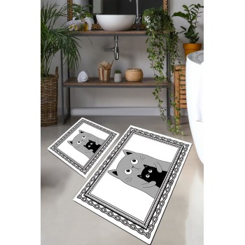 Bathmat Set (2 Pieces) Mom Cat Multicolor