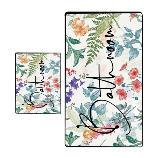 Bathmat Set (2 Pieces) Green In Flower Multicolor Lessentiel Bathmat Set (2 Pieces) Green In Flower Multicolor