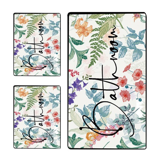 Bathmat Set (3 Pieces) Green In Flower Multicolor Lessentiel Bathmat Set (3 Pieces) Green In Flower Multicolor