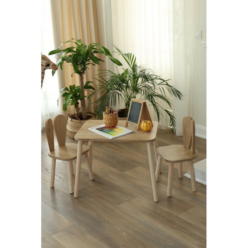 Kids Table Set Bunny One Chair Set - Brown Brown