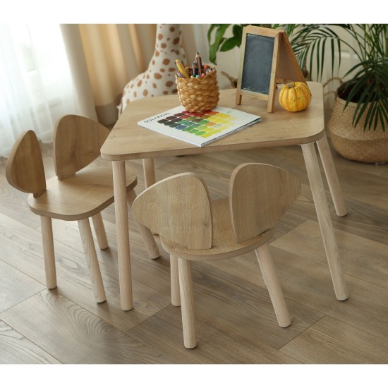 Kids Table Set Mickey Two Chair Set - Brown Brown