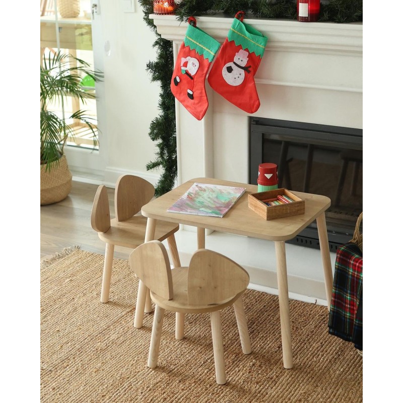 Kids Table Set Mickey Two Chair Set - Brown Brown