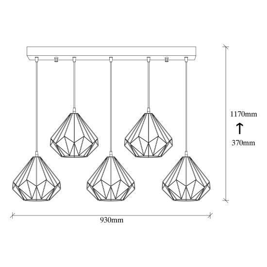 Chandelier Diamond - 704-5S1 Black Opviq Chandelier Diamond - 704-5S1 Black