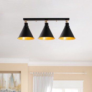 Φωτιστικό Οροφής Τρίφωτο - Berceste - N-677 - Χρώμα Μαύρο