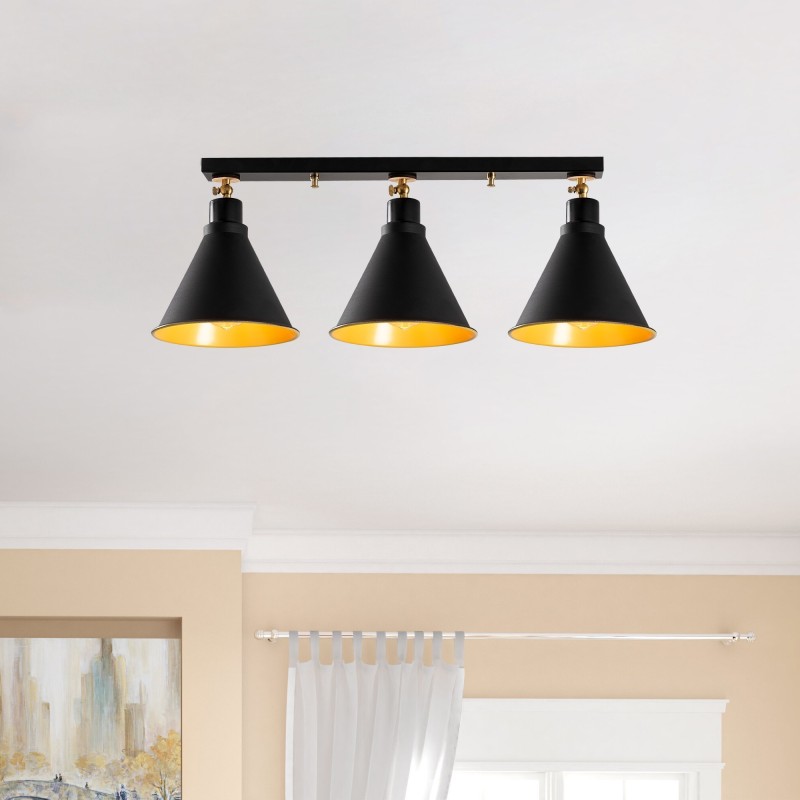 Φωτιστικό Οροφής Τρίφωτο - Berceste - N-677 - Χρώμα Μαύρο