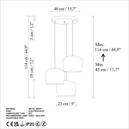 Chandelier Berceste - N-1413 Black Chandelier Berceste - N-1413 Black