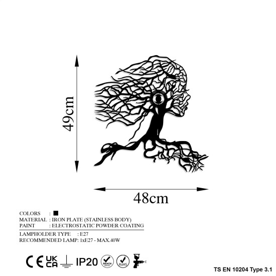 Wall Lamp Tree Woman Black Wall Lamp Tree Woman Black