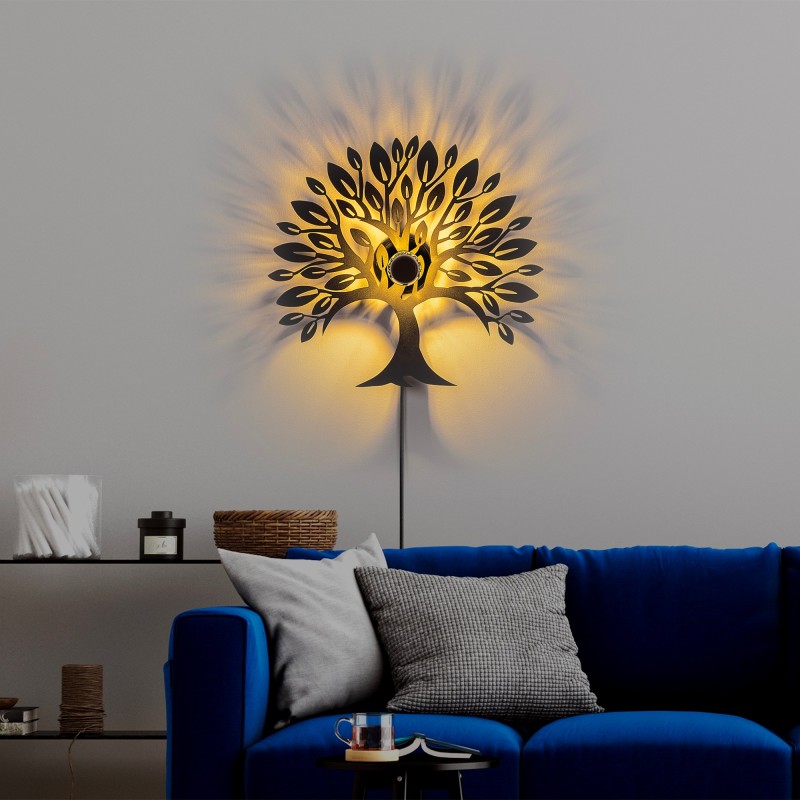 Opviq Wall Lamp Heart Tree V2 Black