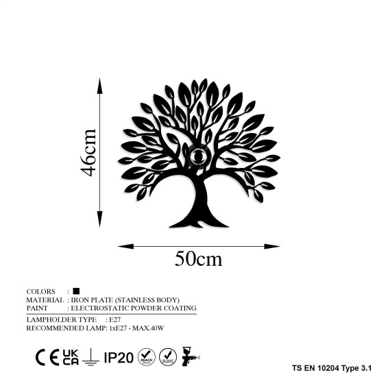 Wall Lamp Heart Tree V2 Black Opviq Wall Lamp Heart Tree V2 Black
