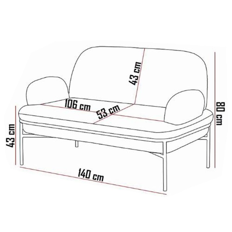 2-Seat Sofa Aster - Black Black