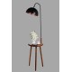 Opviq Floor Lamp Demet Sehbalı Ahşap Lambader Ceviz Retro 3 Başlıklı Walnut