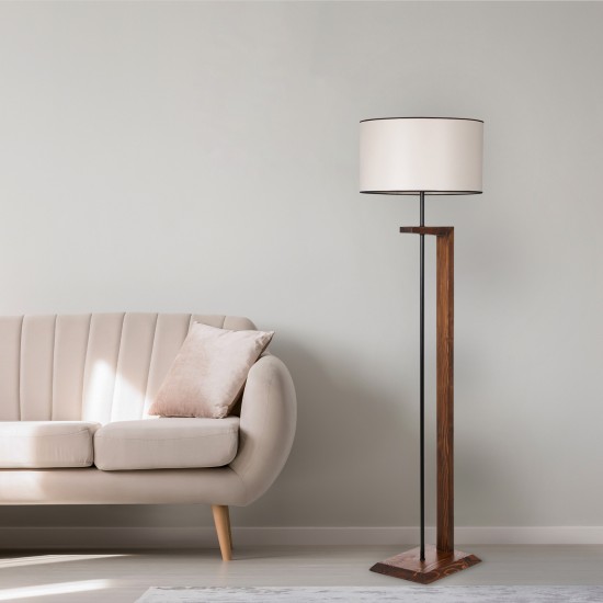 Opviq Floor Lamp Menekşe Ceviz Ahşap Lambader Silindir Finli Krem Abajurlu Walnut
Cream