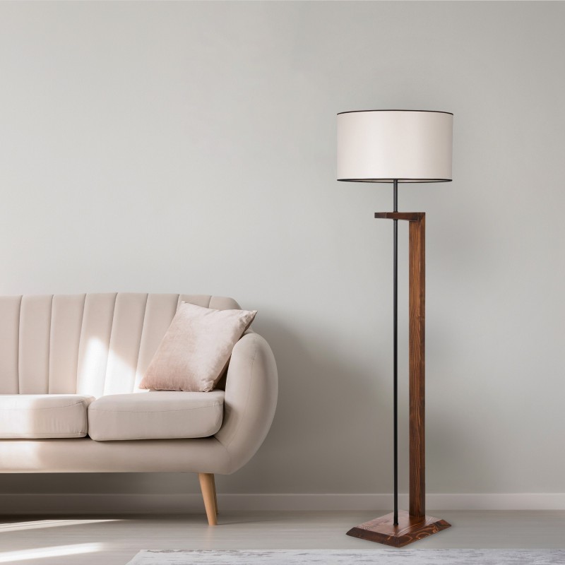 Opviq Floor Lamp Menekşe Ceviz Ahşap Lambader Silindir Finli Krem Abajurlu Walnut
Cream