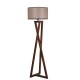 Opviq Floor Lamp Maçka Ceviz Ahşap Lambader Silindir Koyu Hasır Abajurlu Walnut