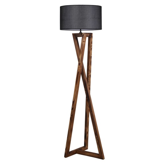 Opviq Floor Lamp Maçka Yanık Ahşap Lambader Silindir Hasır Siyah Abajurlu Brown
Black