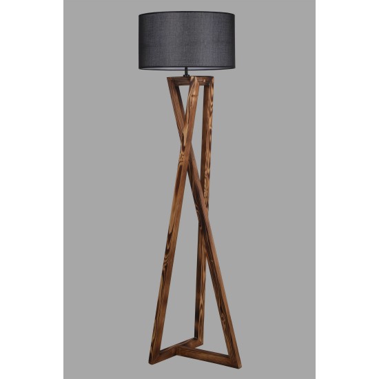 Opviq Floor Lamp Maçka Yanık Ahşap Lambader Silindir Hasır Siyah Abajurlu Brown
Black