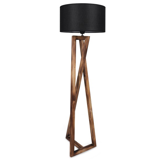 Opviq Floor Lamp Maçka Yanık Ahşap Lambader Silindir Hasır Siyah Abajurlu Brown
Black