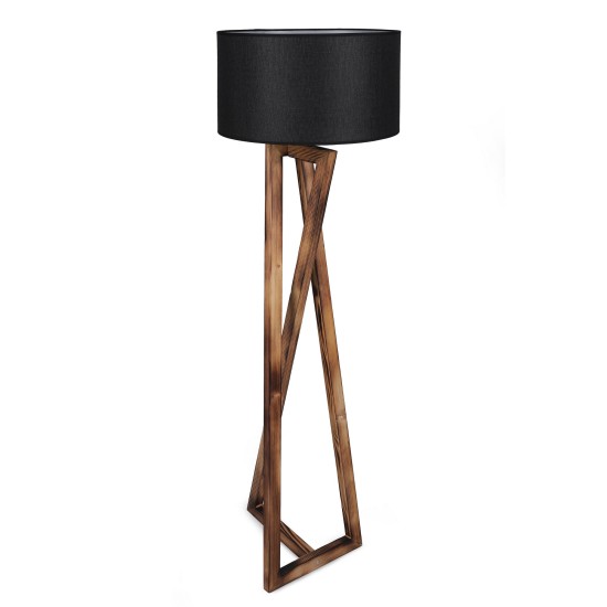 Opviq Floor Lamp Maçka Yanık Ahşap Lambader Silindir Hasır Siyah Abajurlu Brown
Black
