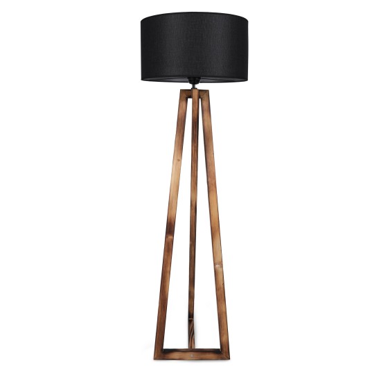 Opviq Floor Lamp Maçka Yanık Ahşap Lambader Silindir Hasır Siyah Abajurlu Brown
Black