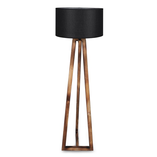 Opviq Floor Lamp Maçka Yanık Ahşap Lambader Silindir Hasır Siyah Abajurlu Brown
Black