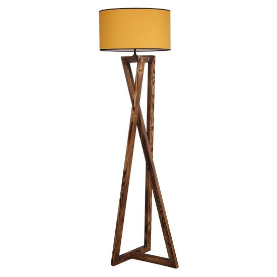 Opviq Floor Lamp Maçka Yanık Ahşap Lambader Silindir Hardal Abajurlu Brown
Mustard