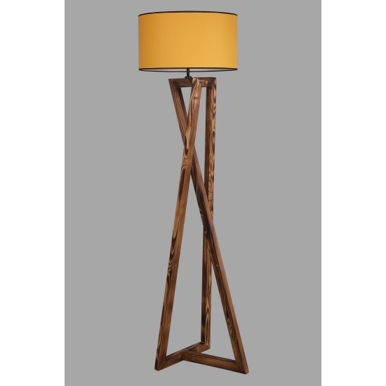 Opviq Floor Lamp Maçka Yanık Ahşap Lambader Silindir Hardal Abajurlu Brown
Mustard