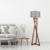 Opviq Floor Lamp Maçka Yanık Ahşap Lambader Silindir Hasır Gri Abajurlu Brown
Grey
