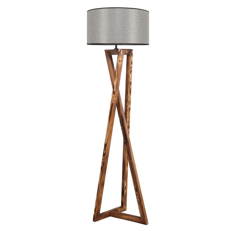 Opviq Floor Lamp Maçka Yanık Ahşap Lambader Silindir Hasır Gri Abajurlu Brown
Grey