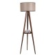 Opviq Floor Lamp Sehbalı Tripod Ceviz Lambader Silindir Açık Hasır Abajurlu Walnut