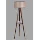 Opviq Floor Lamp Sehbalı Tripod Ceviz Lambader Silindir Açık Hasır Abajurlu Walnut