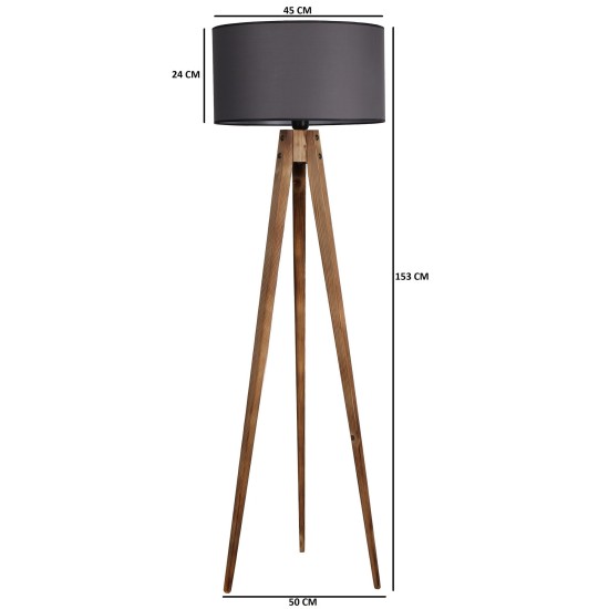 Opviq Floor Lamp Tripod Yanık Lambader Silindir Koyu Gri Abajurlu Brown
Grey