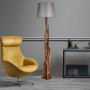 Floor Lamp Kule Yanık Ahşap Lambader Pramit Hasır Gri Abajurlu Brown
Grey