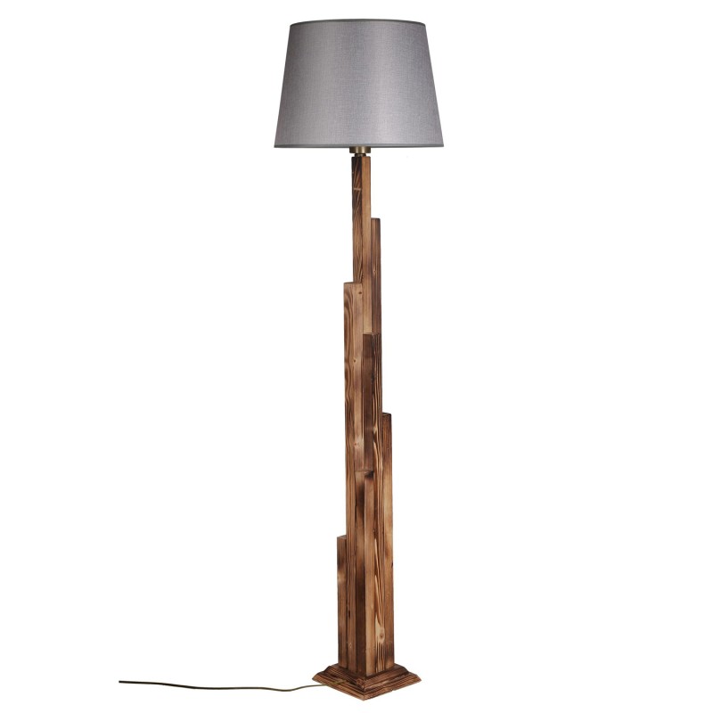 Opviq Floor Lamp Kule Yanık Ahşap Lambader Pramit Hasır Gri Abajurlu Brown
Grey
