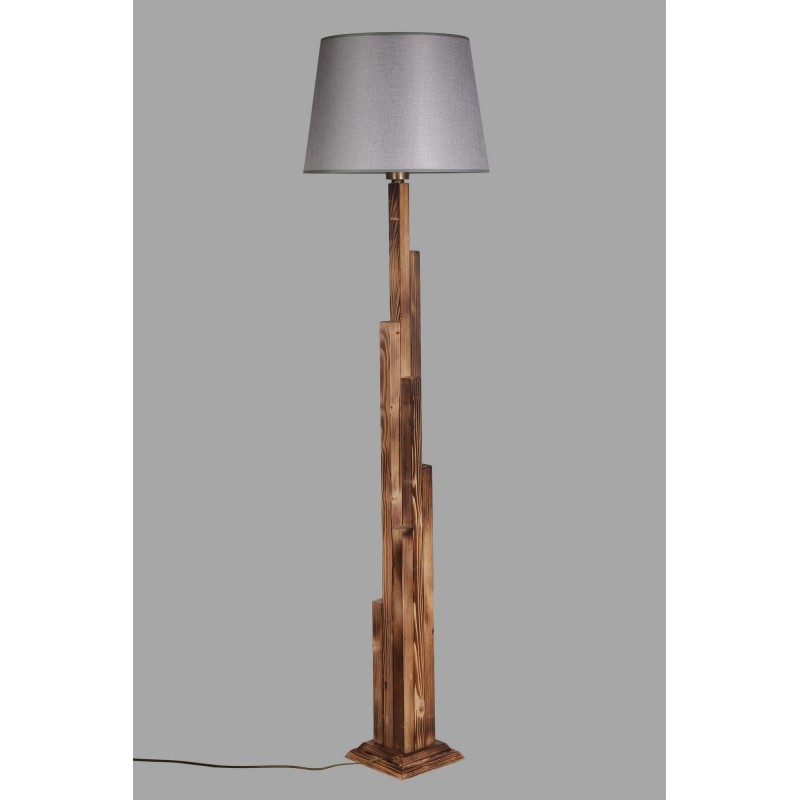 Opviq Floor Lamp Kule Yanık Ahşap Lambader Pramit Hasır Gri Abajurlu Brown
Grey