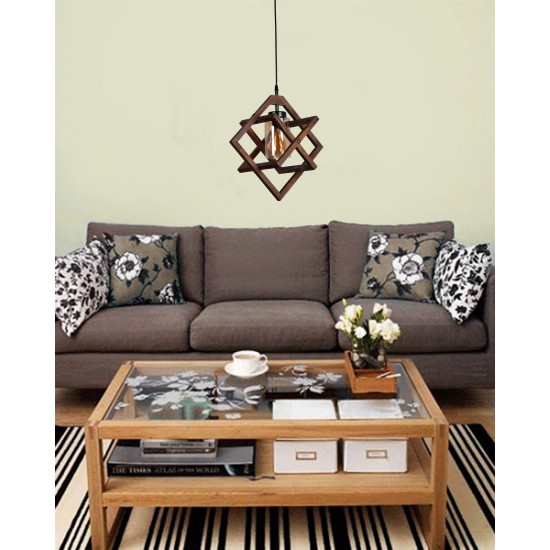 Opviq Chandelier Berlin Ahşap Tekli Sarkıt Ceviz Walnut